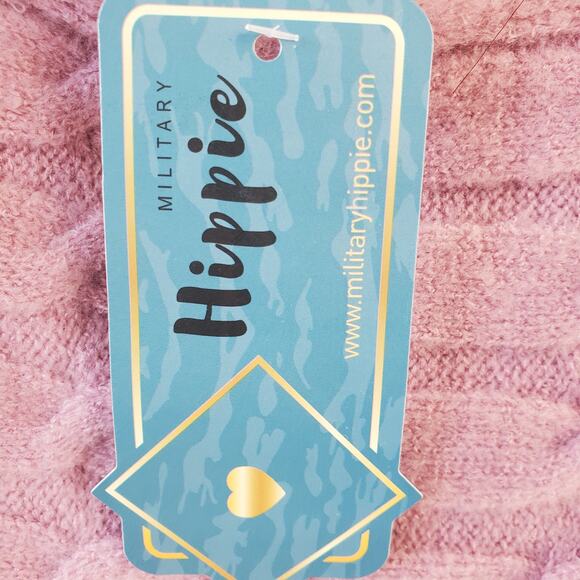 Military Hippie Forever Roses Pink Knit Sweater Size L NWT - Picture 7 of 8